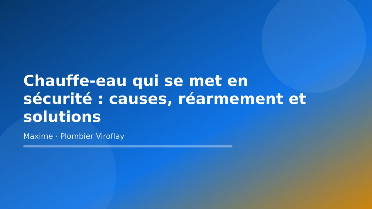 Visuel titre de l’article « Chauffe-eau qui se met en sécurité : causes, réarmement et solutions » – Maxime Bertrand, plombier à Viroflay