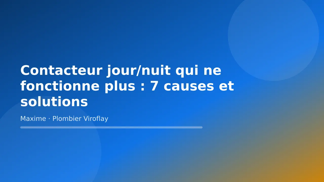 Visuel titre de l’article « Contacteur jour/nuit qui ne fonctionne plus : 7 causes et solutions » – Maxime Bertrand, plombier à Viroflay