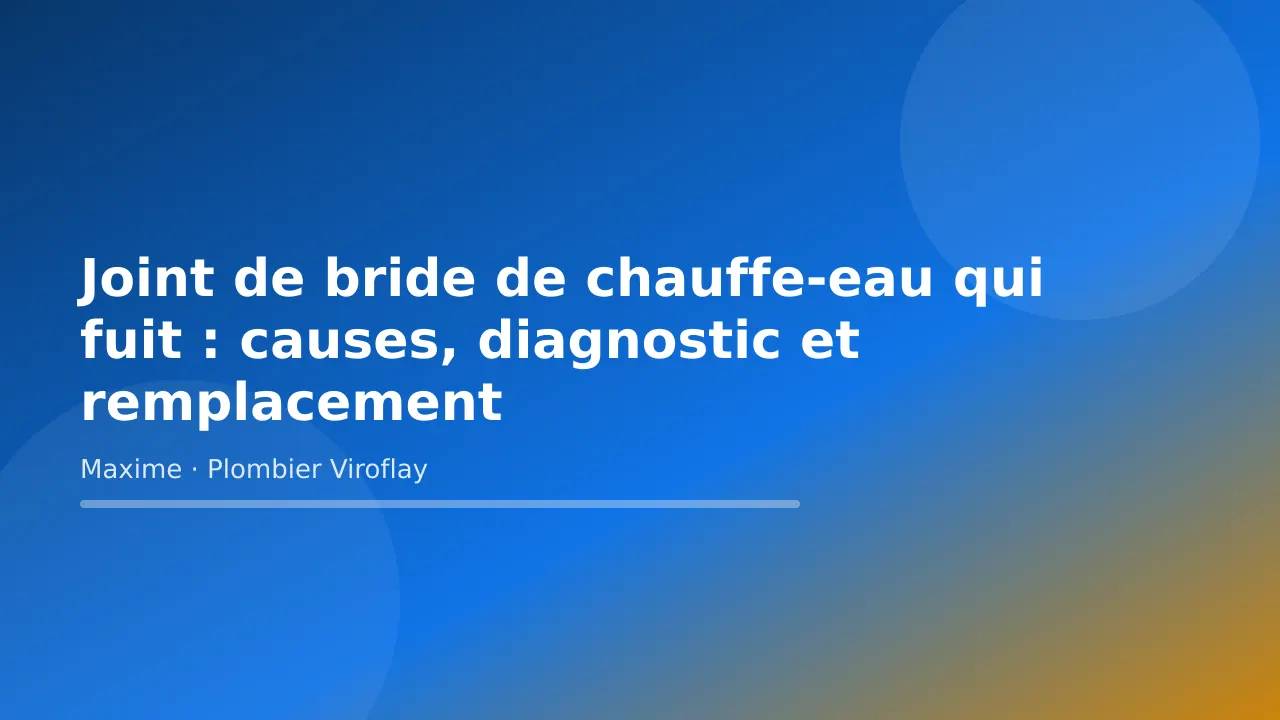 Visuel titre de l’article « Joint de bride de chauffe-eau qui fuit : causes, diagnostic et remplacement » – Maxime Bertrand, plombier à Viroflay